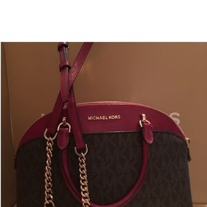 Michael Kors Dark Red and Brown Shoulder Bag
